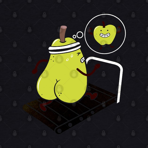 Pear On Treadmill, getting in shape, Workout by Alema Art